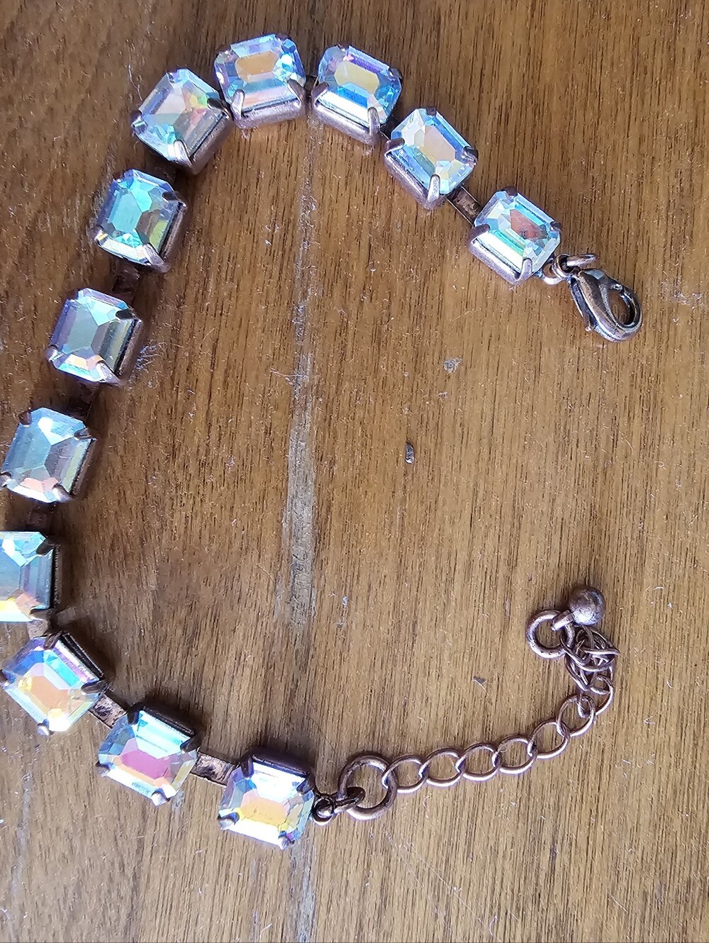 Crystal Square Link Tennis Bracelet in Iridescent White